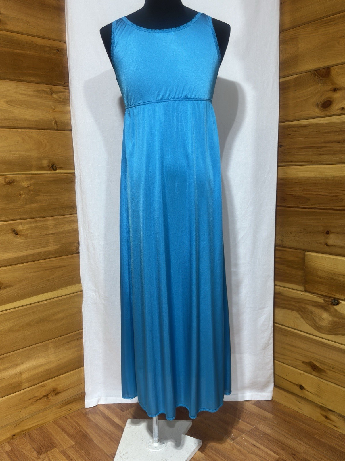 Vintage Miss Elaine Teal Peignoir Set Robe Nightgown Union Made Cottagecore S