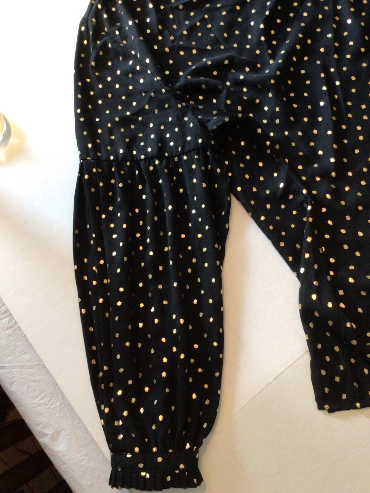 W-14 Plus Special Black w/ Gold Dots Party Cocktail Cozy Fun Romantic Formals
