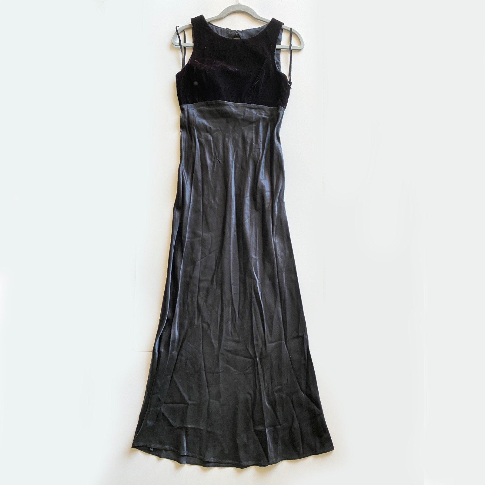 Vintage 1990s Rampage Classy Black Maxi Dress Velvet / Satin Size 7
