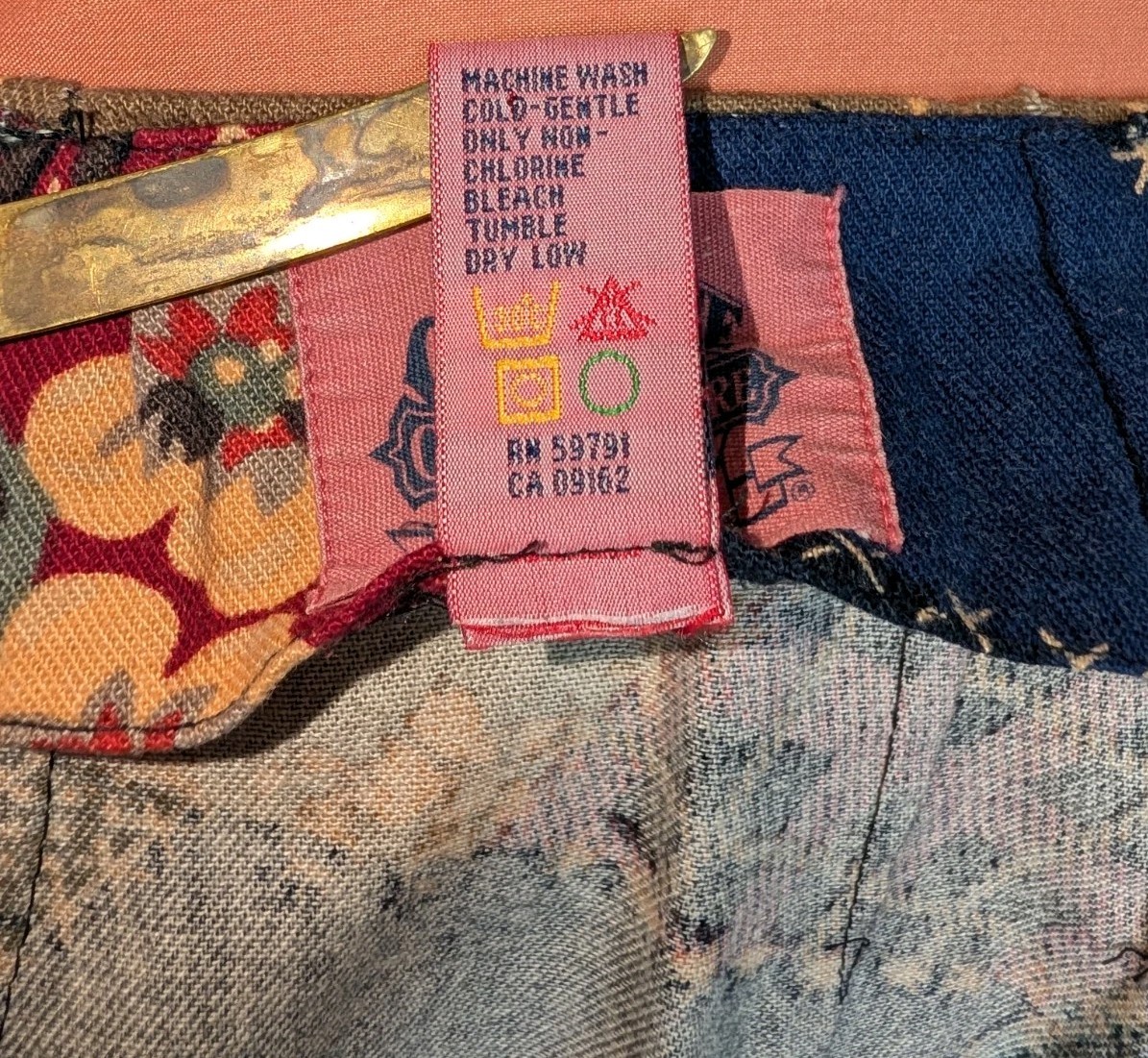 Vntg 90s Wrap Skirt Cambridge Dry Goods Patchwork Cotton Cottagecore Boho Maxi L
