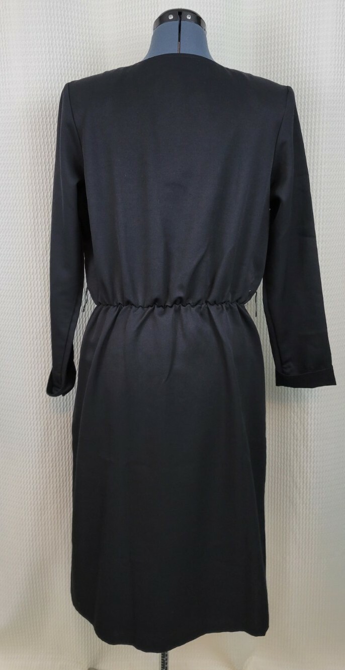 Vintage Sabino Black Dress w Full Button Down in Brown Accent Buttons Size 16