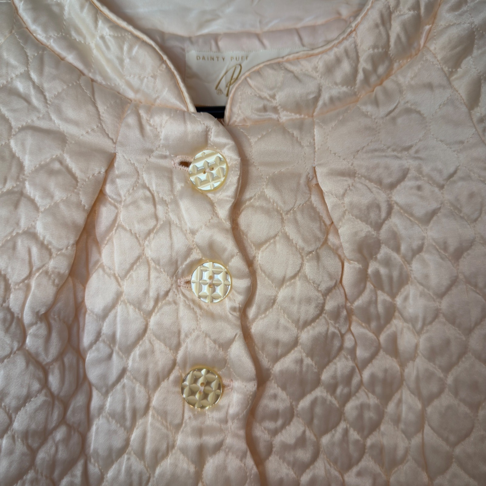 Barbizon Vintage Pink Quilted Bed Jacket Size M Dainty Puff Seraphim Satin Quilt