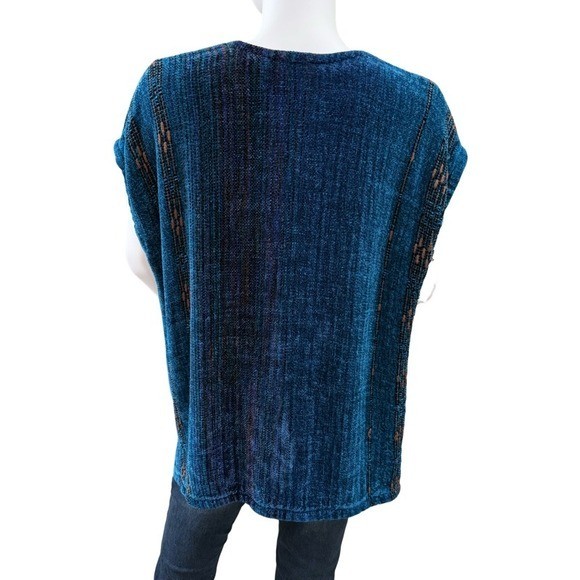 CYNTHIA KRAUSE WEAVERS Vintage Teal Blue Chenille Knit Wrap Vest One Size Artsy