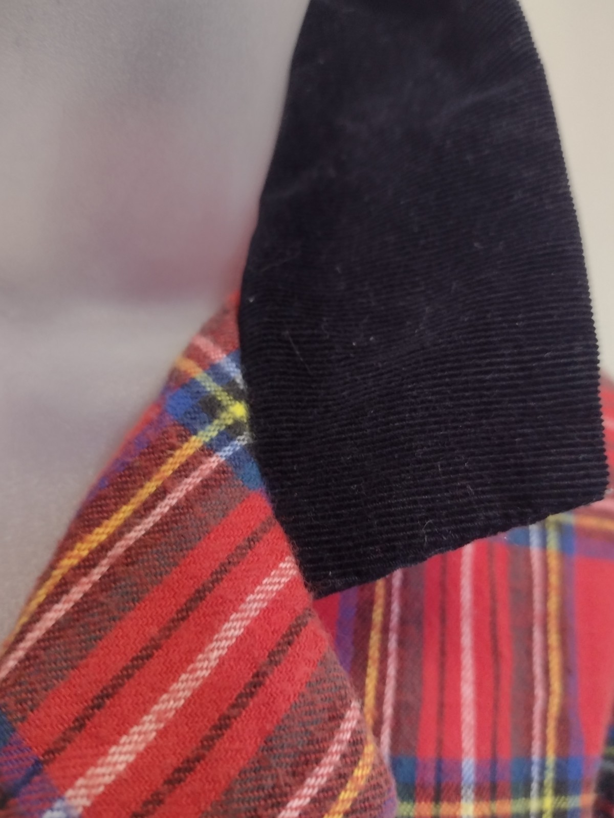 Vintage Petite Lanz Red Plaid Flannel Dress Peplum Corduroy Tartan 80s USA