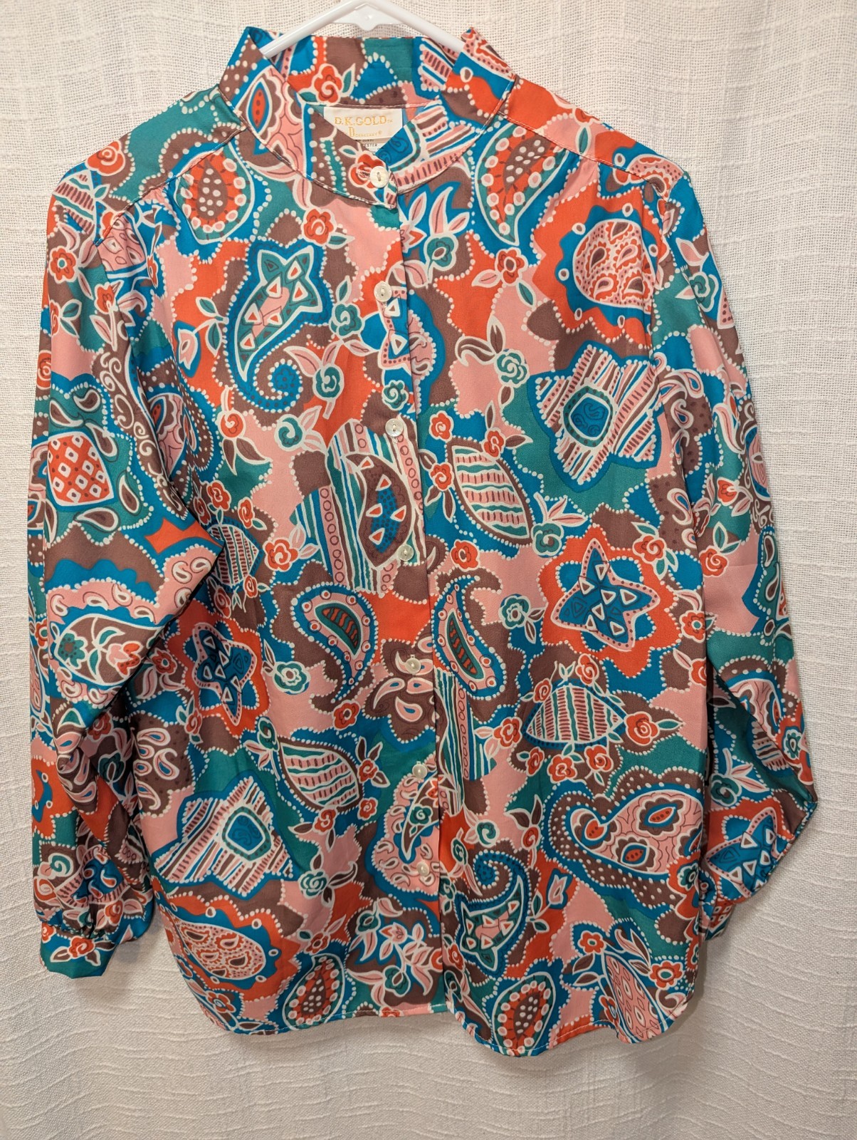 Vibrant Vintage 70s/80s Blouse – D.K. GOLD by Donkenny – Made in USA – M/L