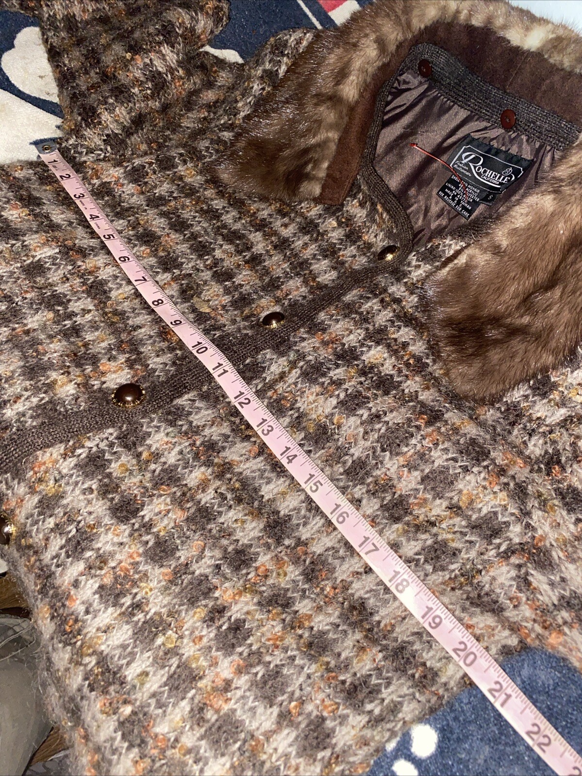 rochelle Of California Mohair Blend Plaid 80s Jacket Women Small Vintage Tweed