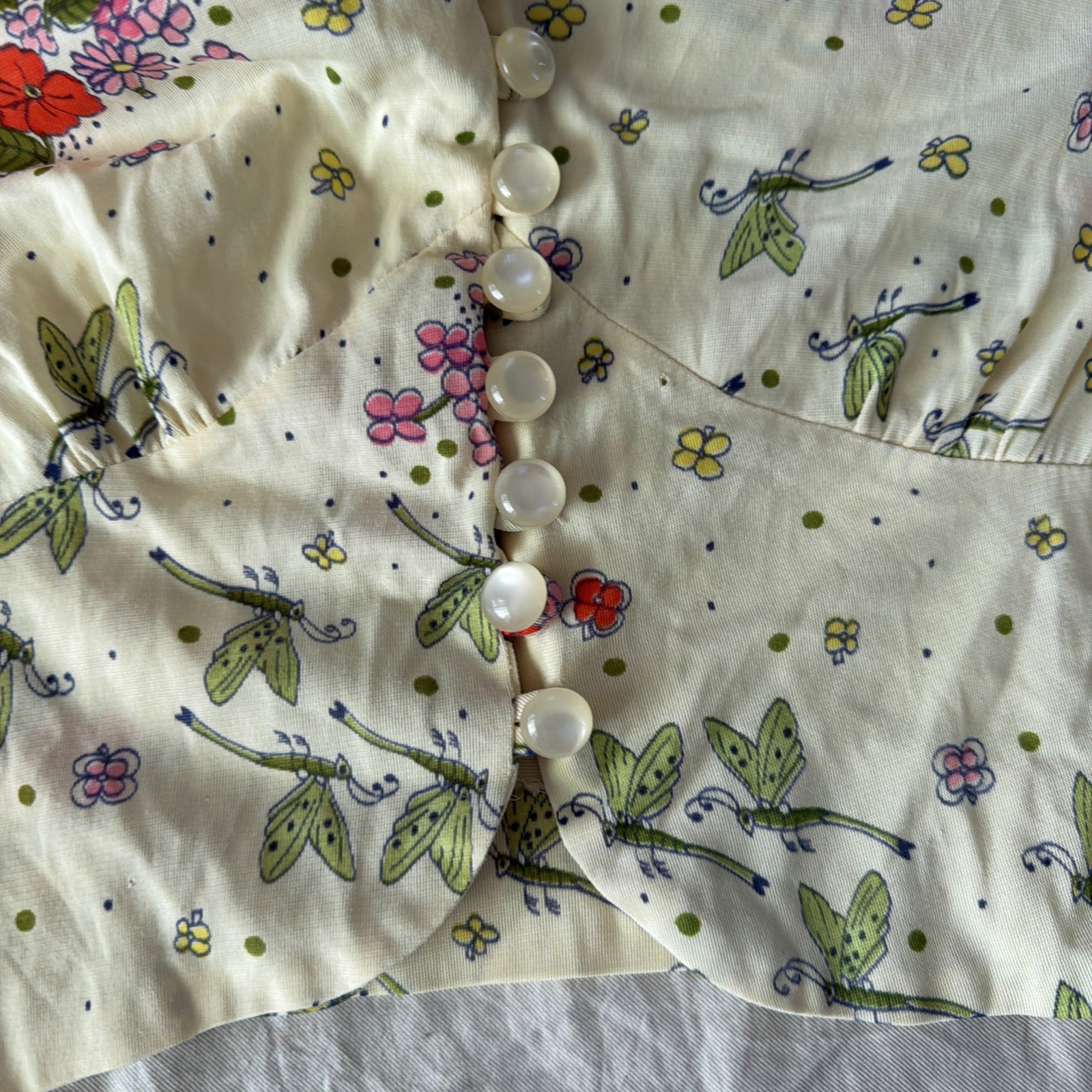 VTG 70’s JC Penny Fashions 2 Piece Dragonfly Floral Print Halter Dress