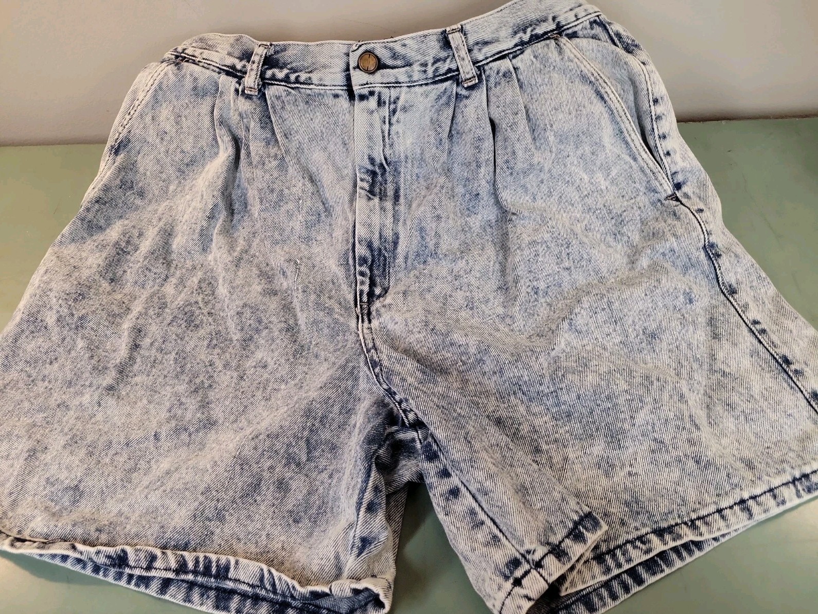 Vtg 80s 90s Pizzazz Acid Washed Jeans Shorts Denim Womens Size 16 Pleated