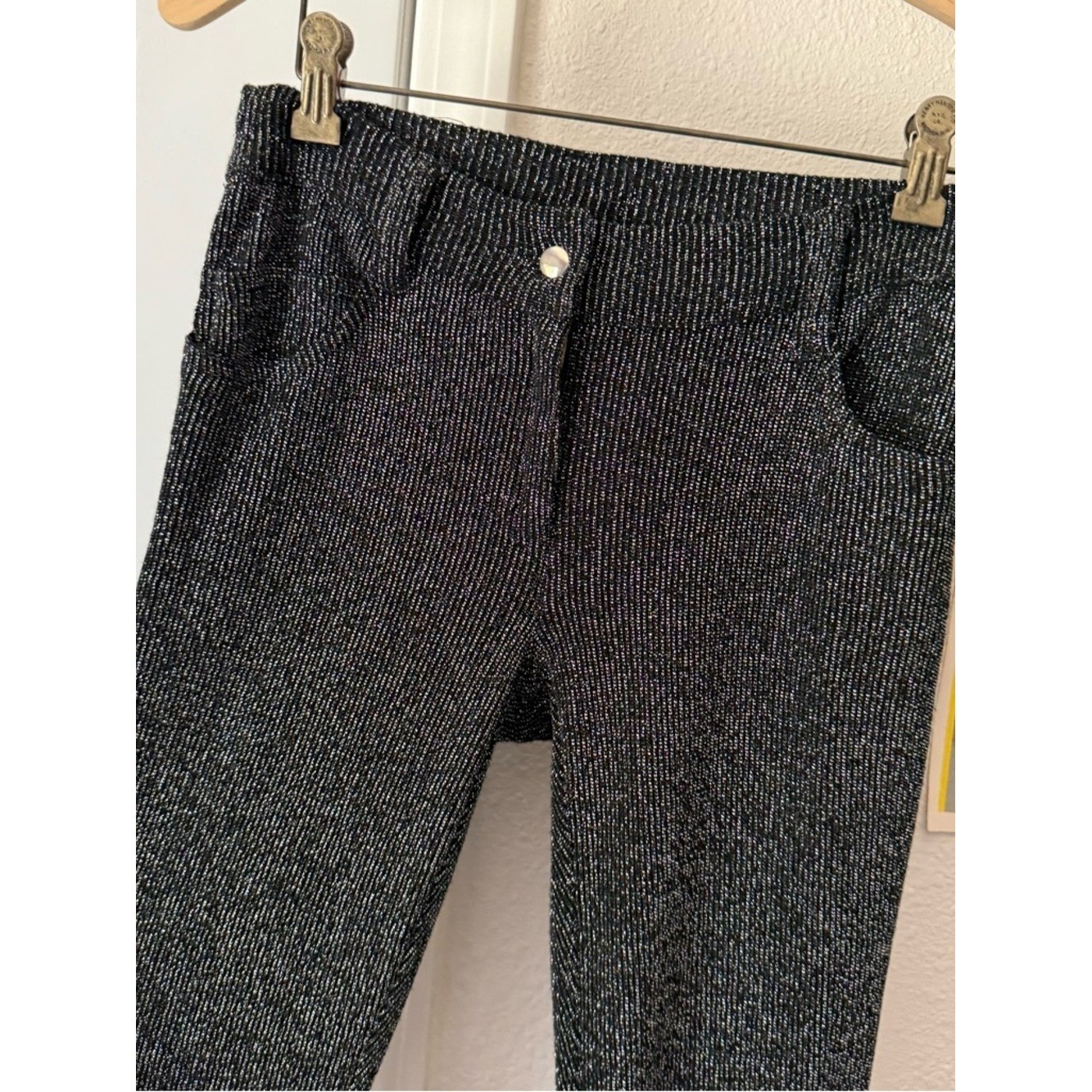 LIP SERVICE vintage black silver metallic lurex slim leg stretch knit pants