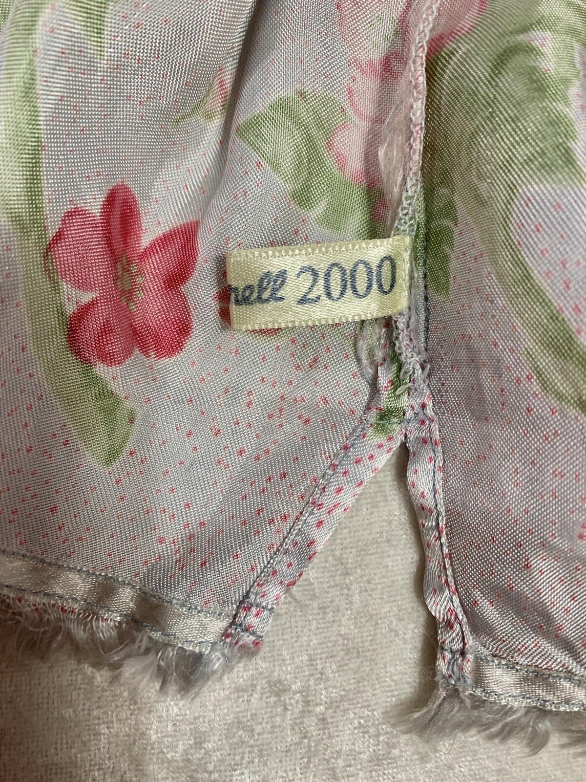 April Cornell Top And Skirt Set Blue And Pink Satin Flowers Size L NWT