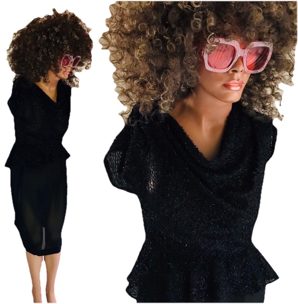 Vintage 40’s via the 70’s Peplum Cowlneck DRESS M