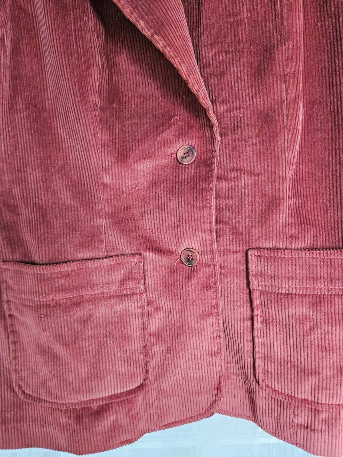 Vintage Burgundy Red Corduroy Jacket Blazer Two Button Front Dark Academia S-M