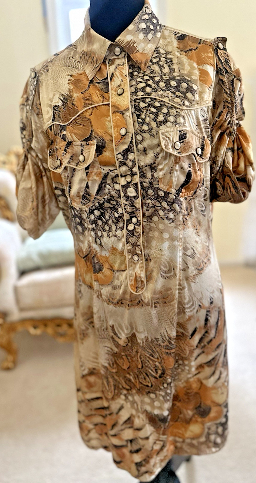 Vintage 2003-ROBERTO CAVALLI DRESS Size L Stretchy!! Body fitting!!