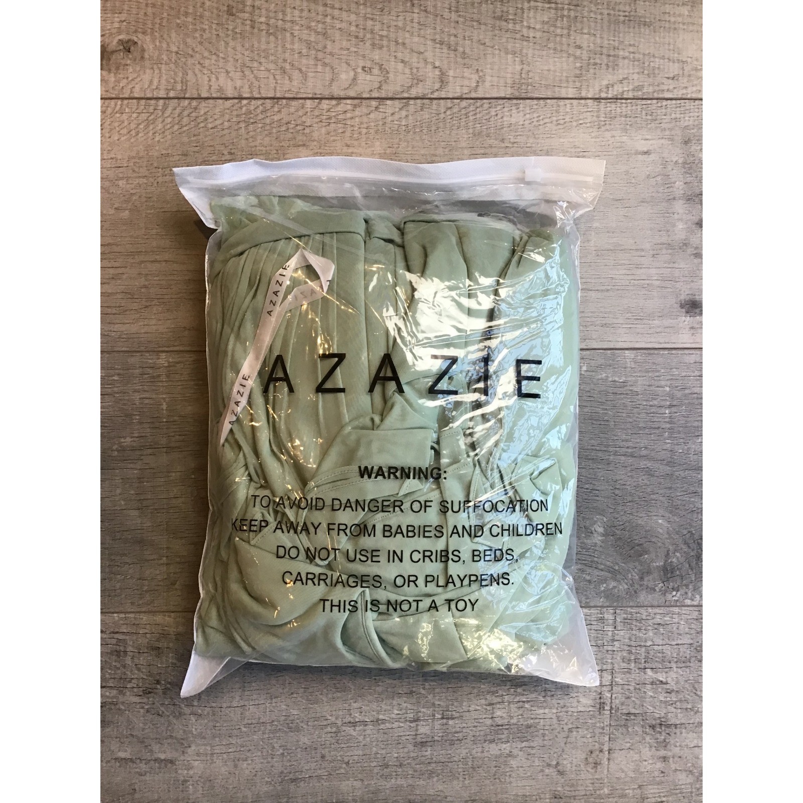 Azazie Dusty Sage Daphne A-Line Ruffled Chiffon Floor-Length Dress Size A18 NWT