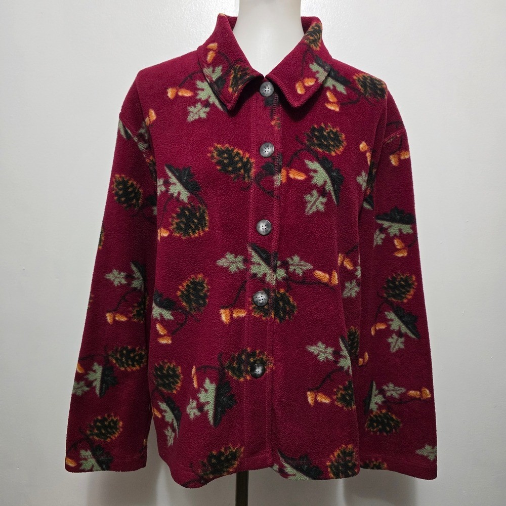 Vintage Classic Elements Fleece Pinecone Jacket Size Large Cottagecore Gorpcore