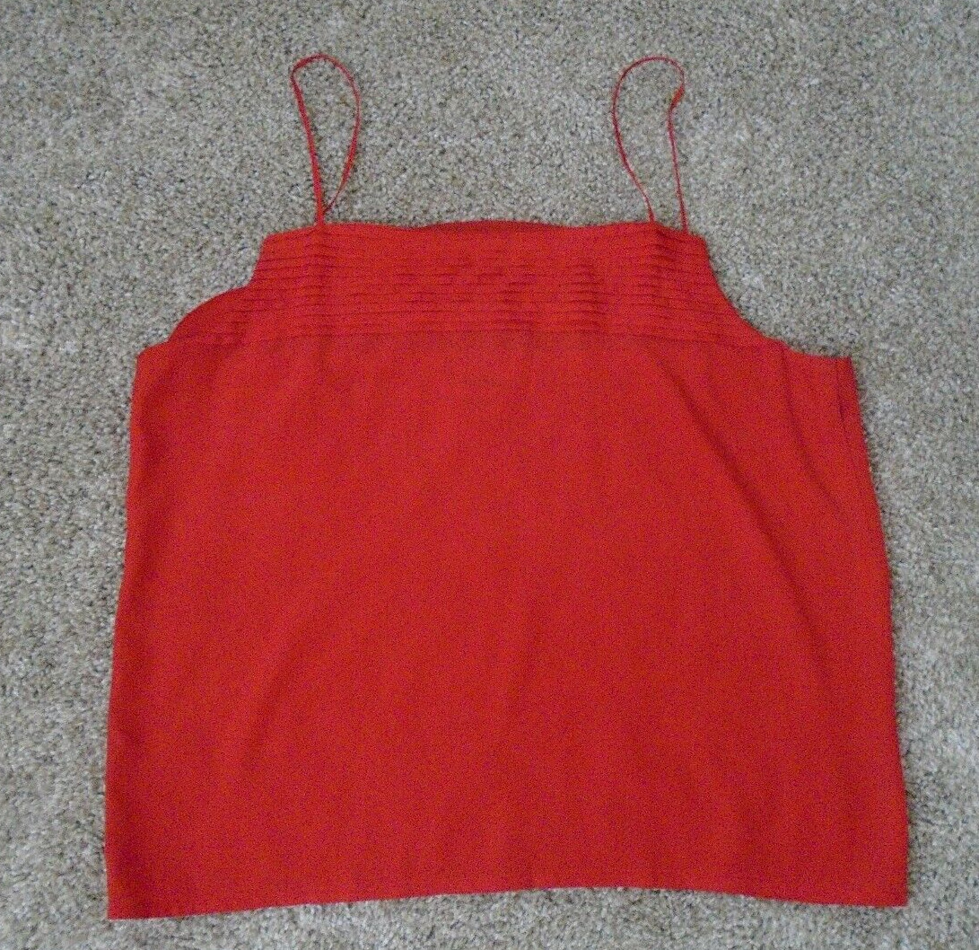 Vtg Bethany Bright Red Polyester Tank Top Size 7/8 Made in USA!