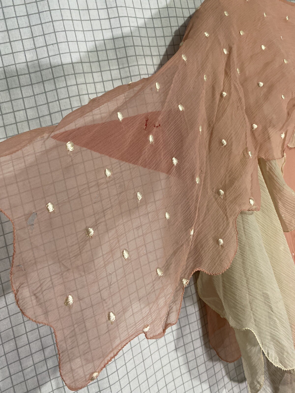 Vintage 20s Silk Flapper Dress Art Deco Drop Waist Asymmetrical Polka Dot Crepe
