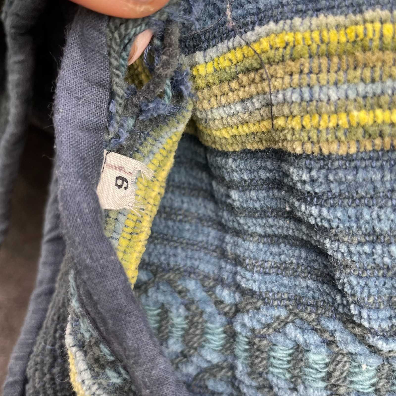 VTG 90s Flashback Woven Cotton Jacket Blue Yellow Striped Boho Button Cardigan