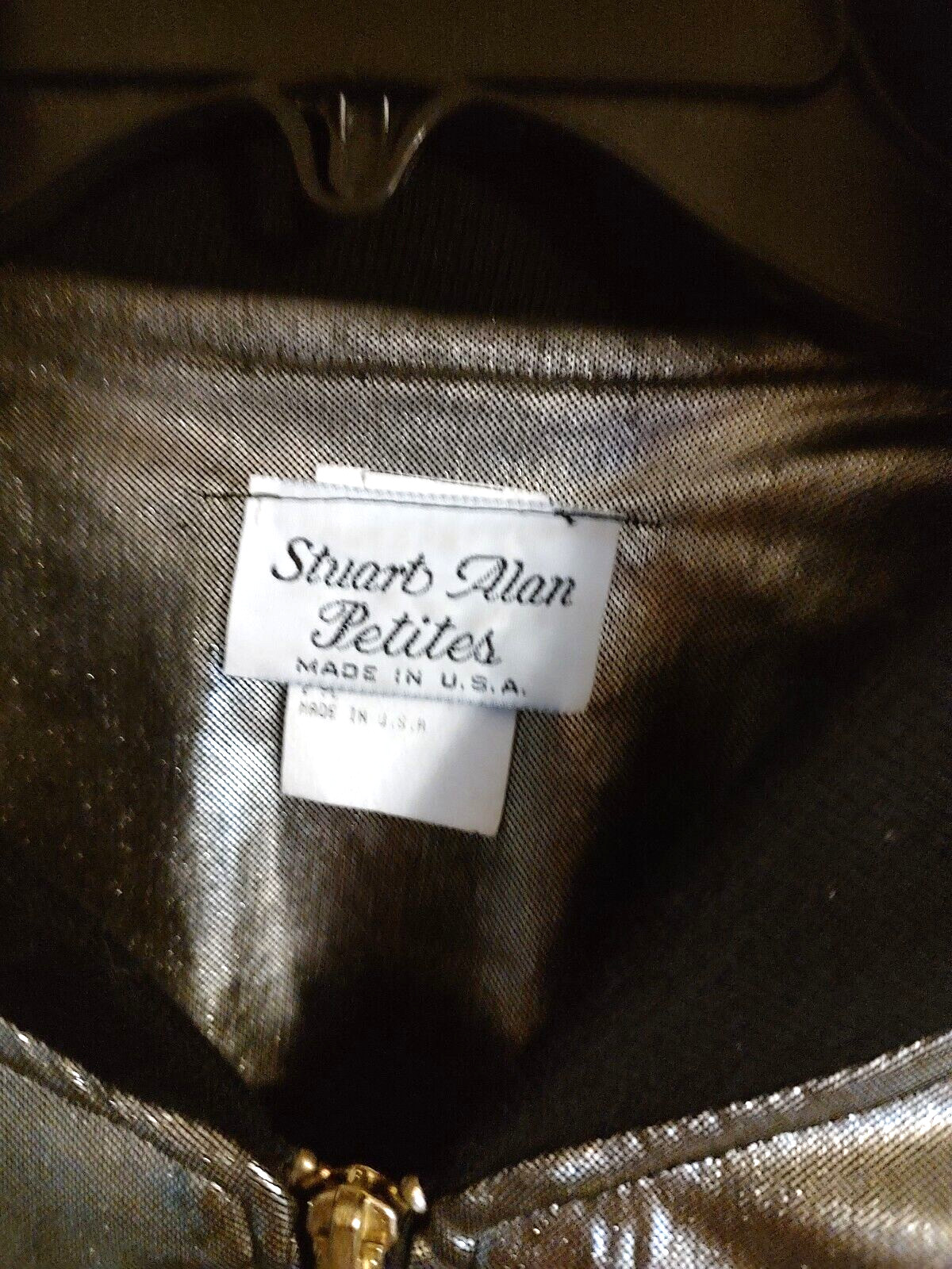 Vintage Stuart Alan Petites 16 Gold Silver iridecent Bomber Jacket shoulder pad