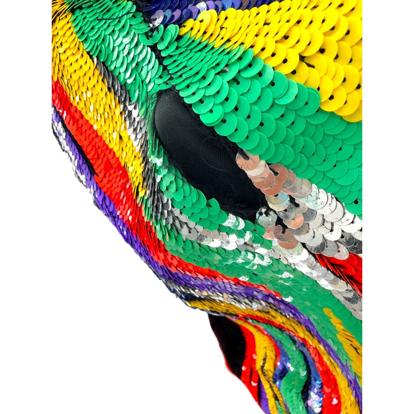 Channa Vtg Pure Silk Rainbow Sequin Dress Hand Beaded Abstract Geometric M FLAW