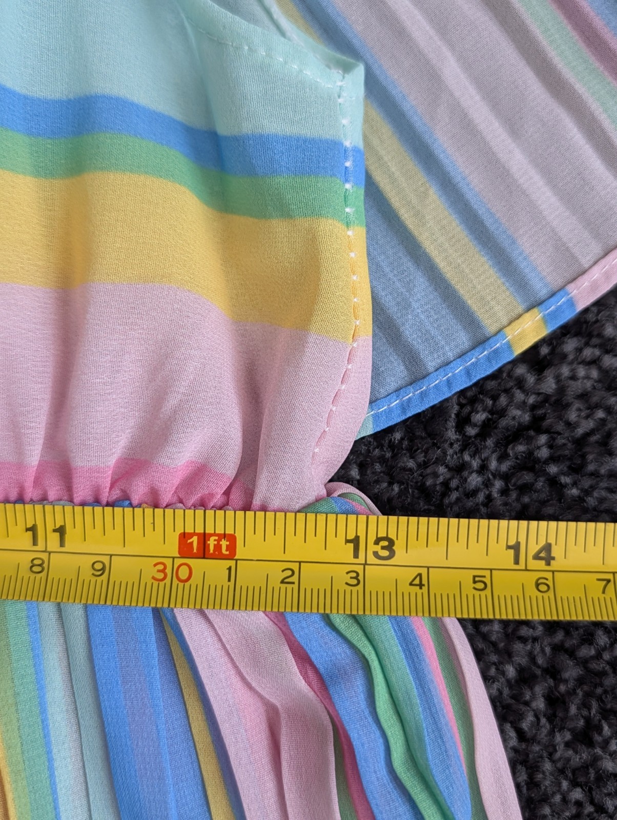 Vintage 1980s Three-tiered Pastel Striped Off The Shoulder Ruffle Mini Dress S/M