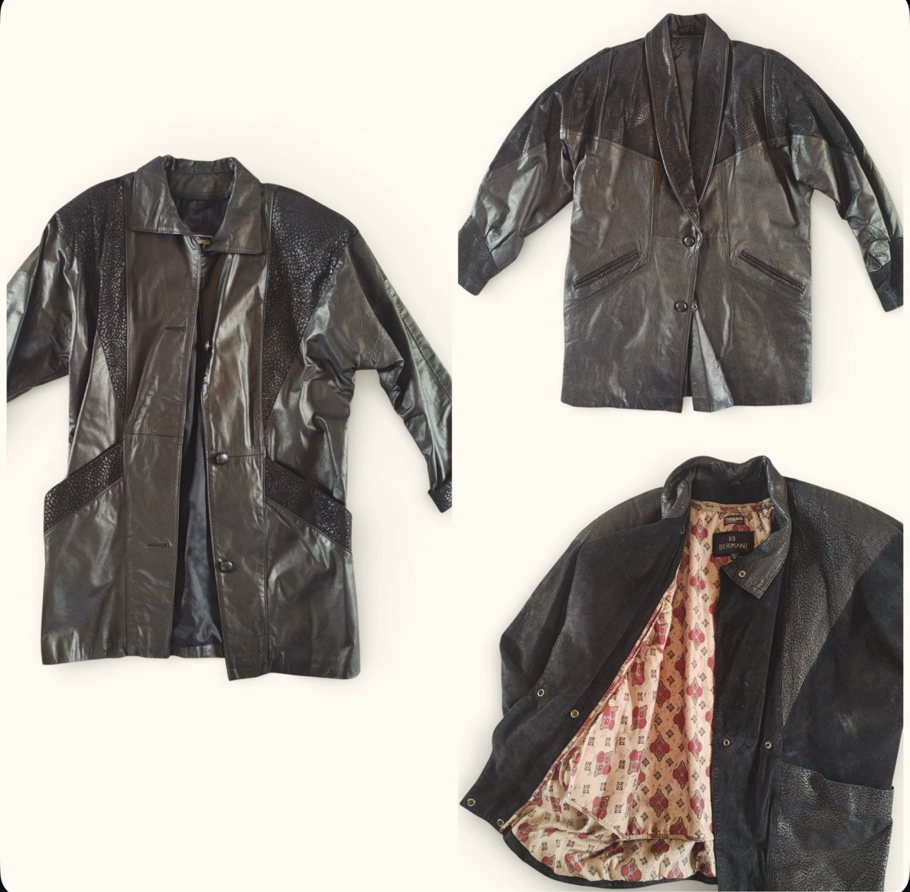 CUTEY Reseller LOT OF 3 Vintage Retro 80s/90s Women’s Black Leather Jackets