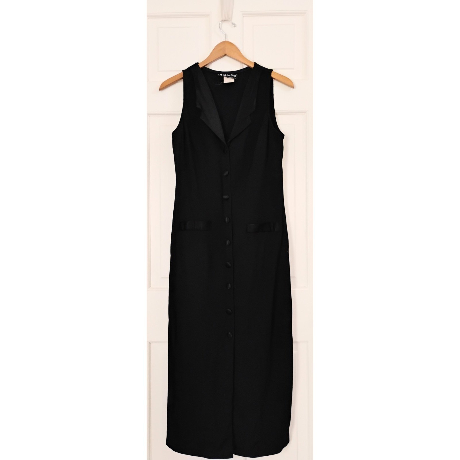 All That Jazz Tuxedo Maxi Dress Womens 7/8 Black Vintage Sleeveless 90’s