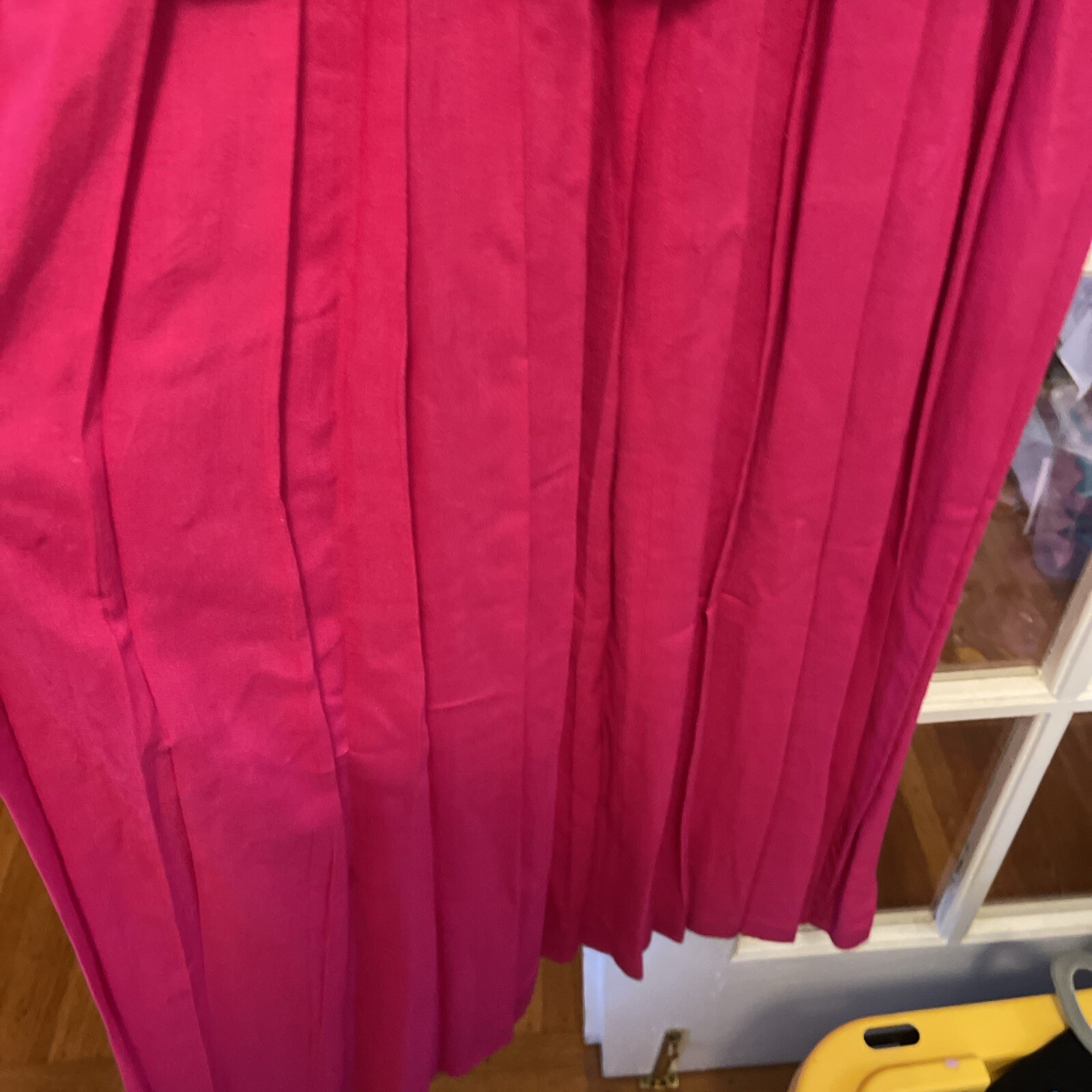Vtg 6 Sarah Elizabeth Long Dress Pink Cord Detail Covered Buttons Pleated Skirt
