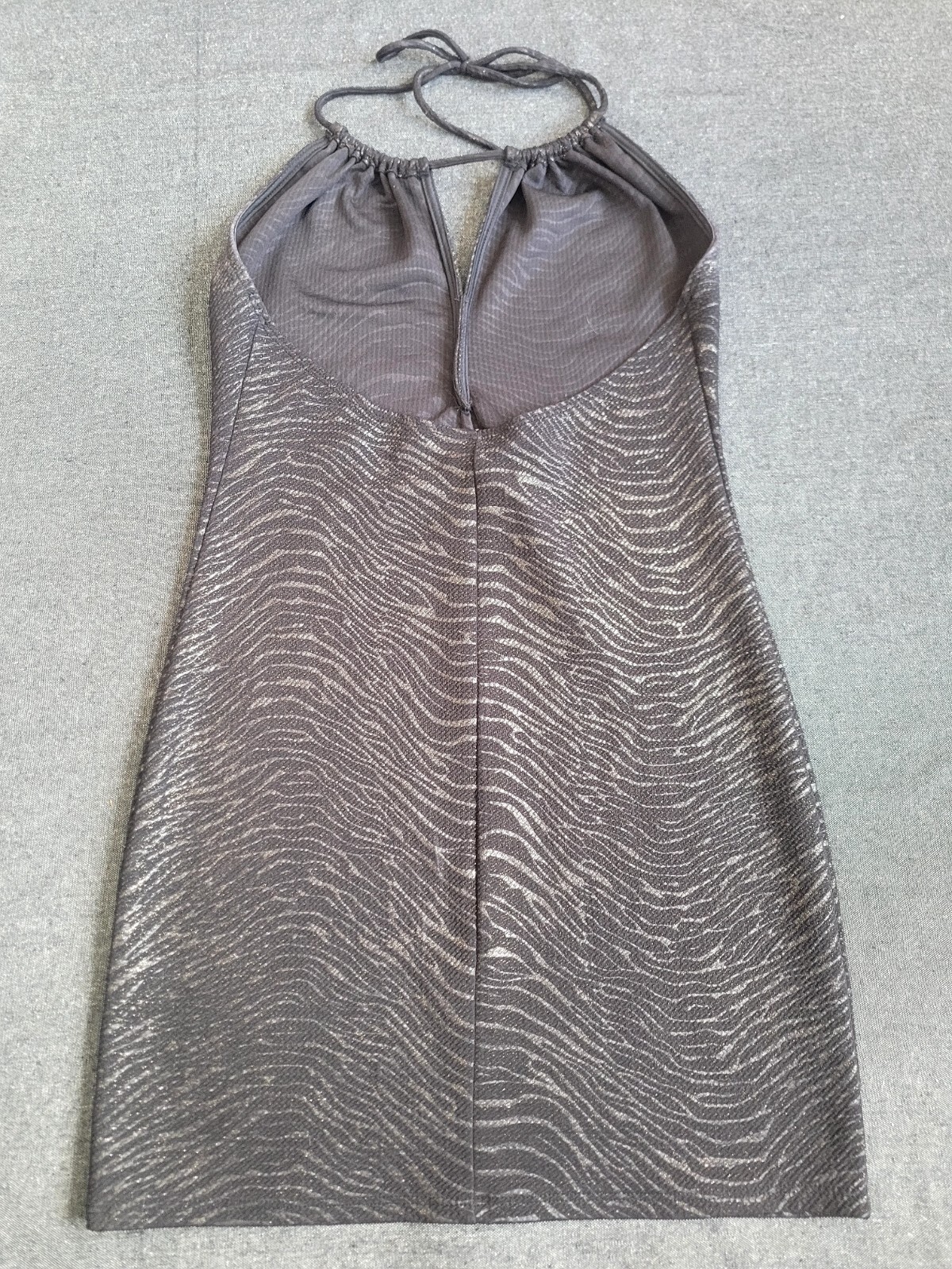 Vintage 90s Y2K Halter Dress Black Zebra Glitter Mini Club Size Large