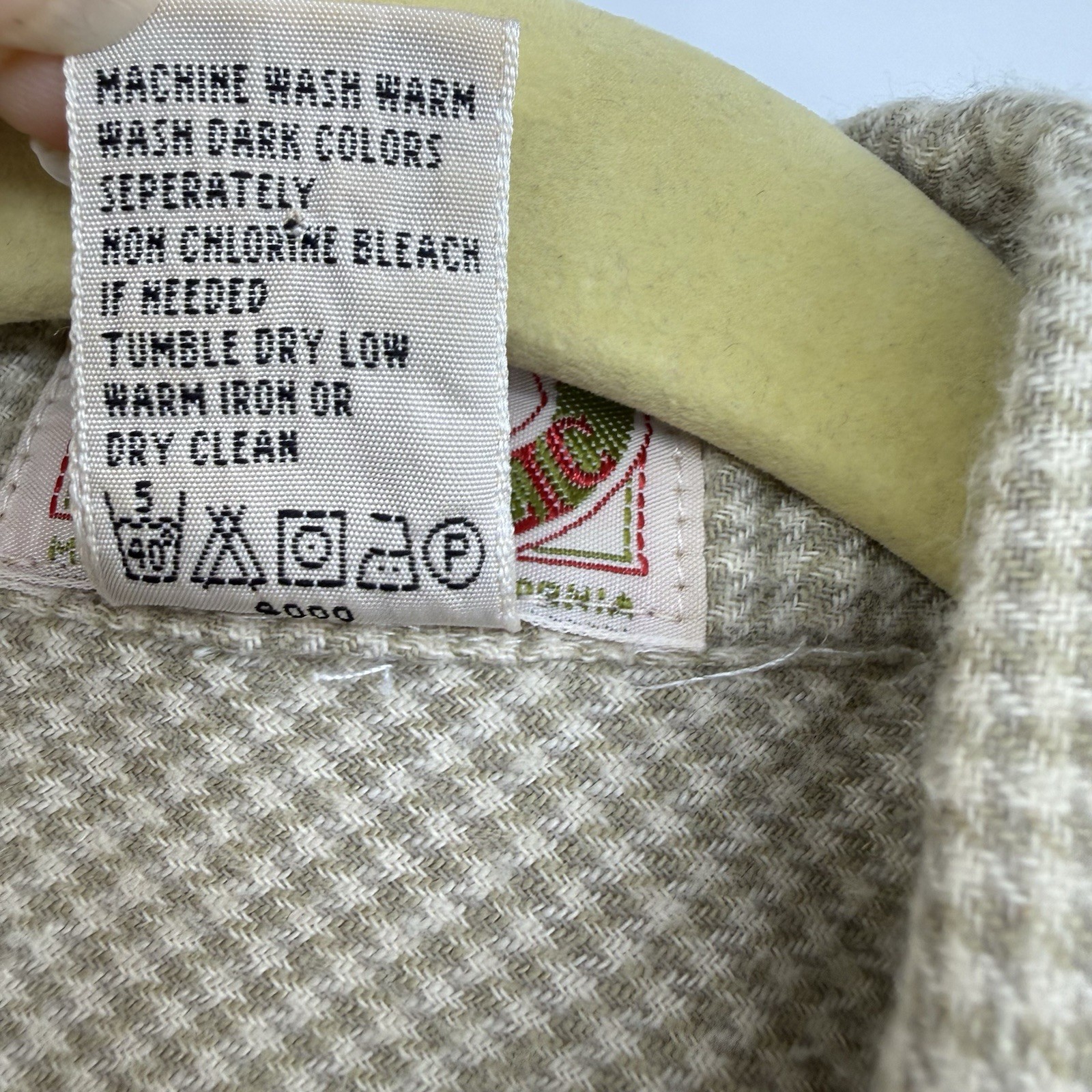Vintage Banana Republic Safari Midi Dress Sz S Khaki Houndstooth Modest 1987