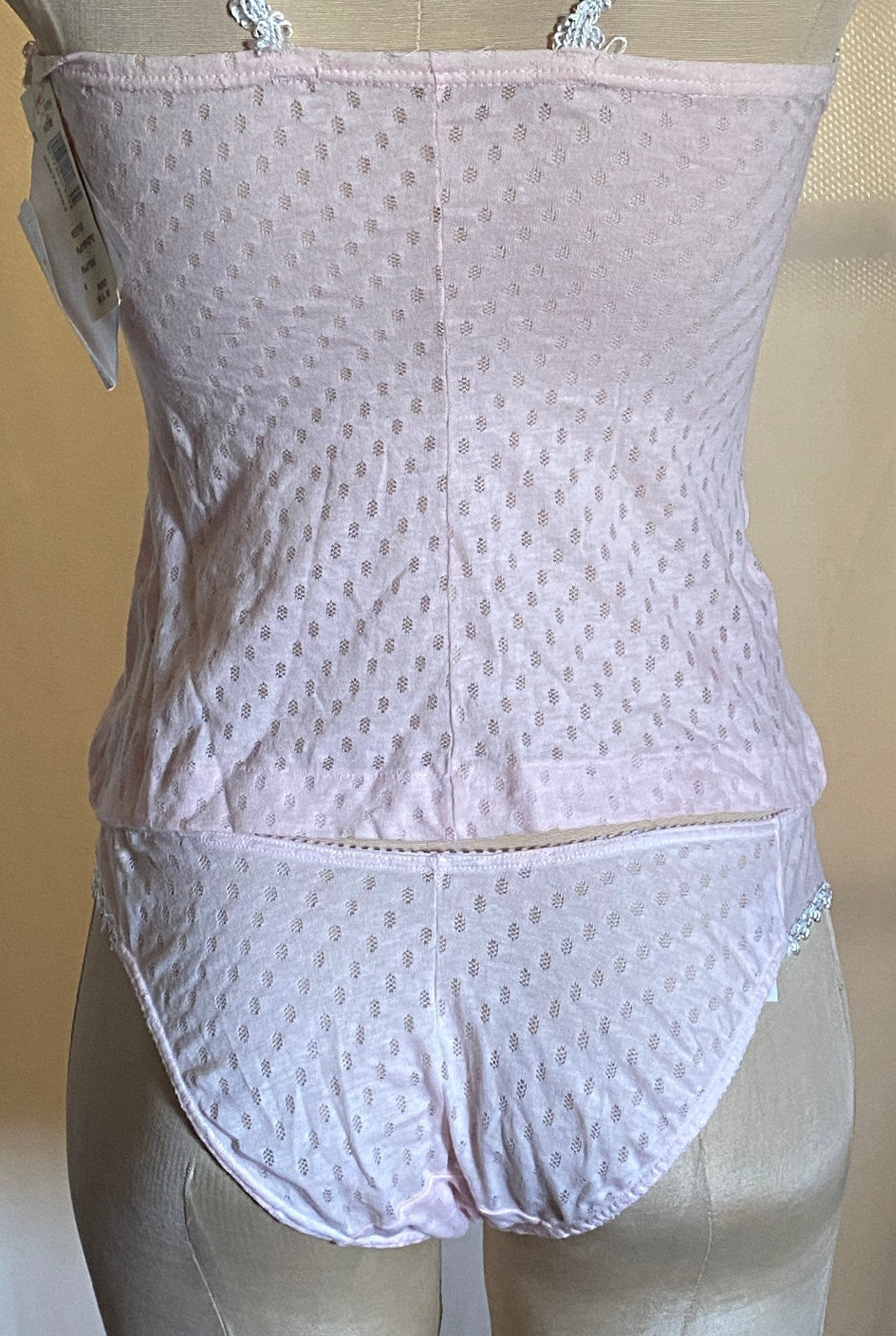 NWT Henson Kickernick Vtg 1980’s Karessa Lacy Cami Panty Set Bikini Pink S-5 (#1