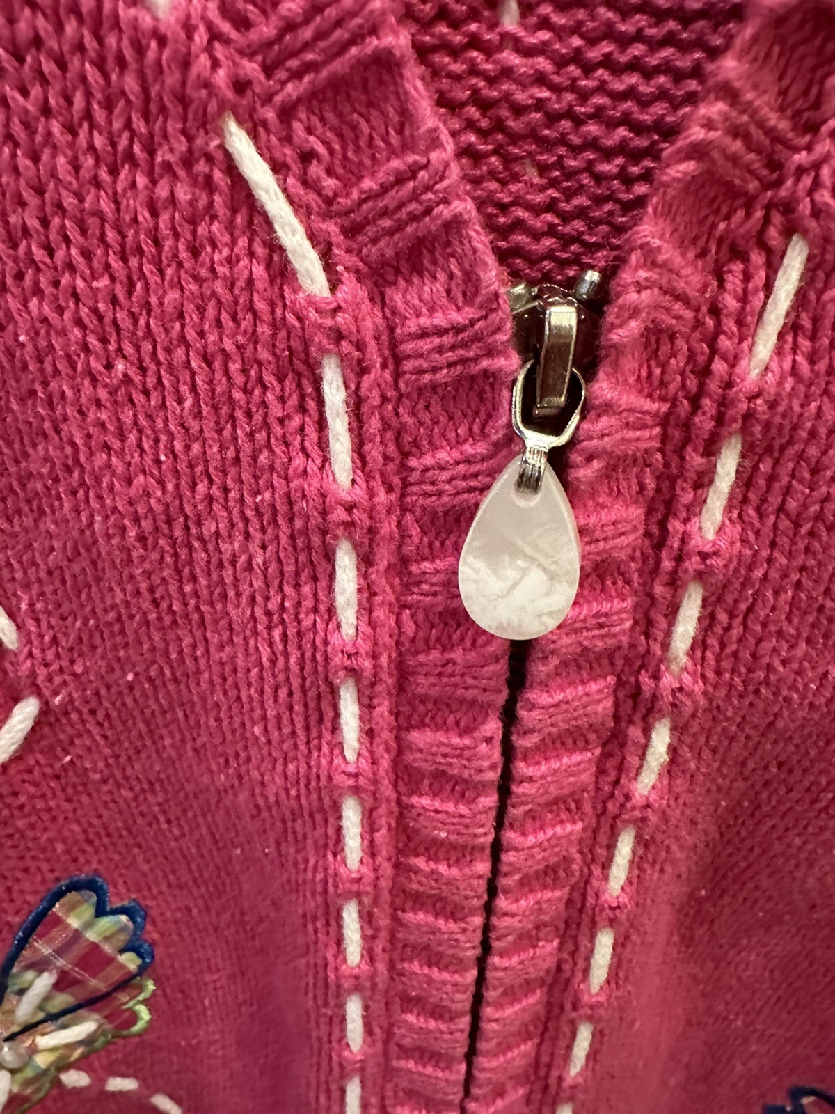Mandal Bay Vintage Pink Sweater Vest Butterflies XL Ramie Cotton