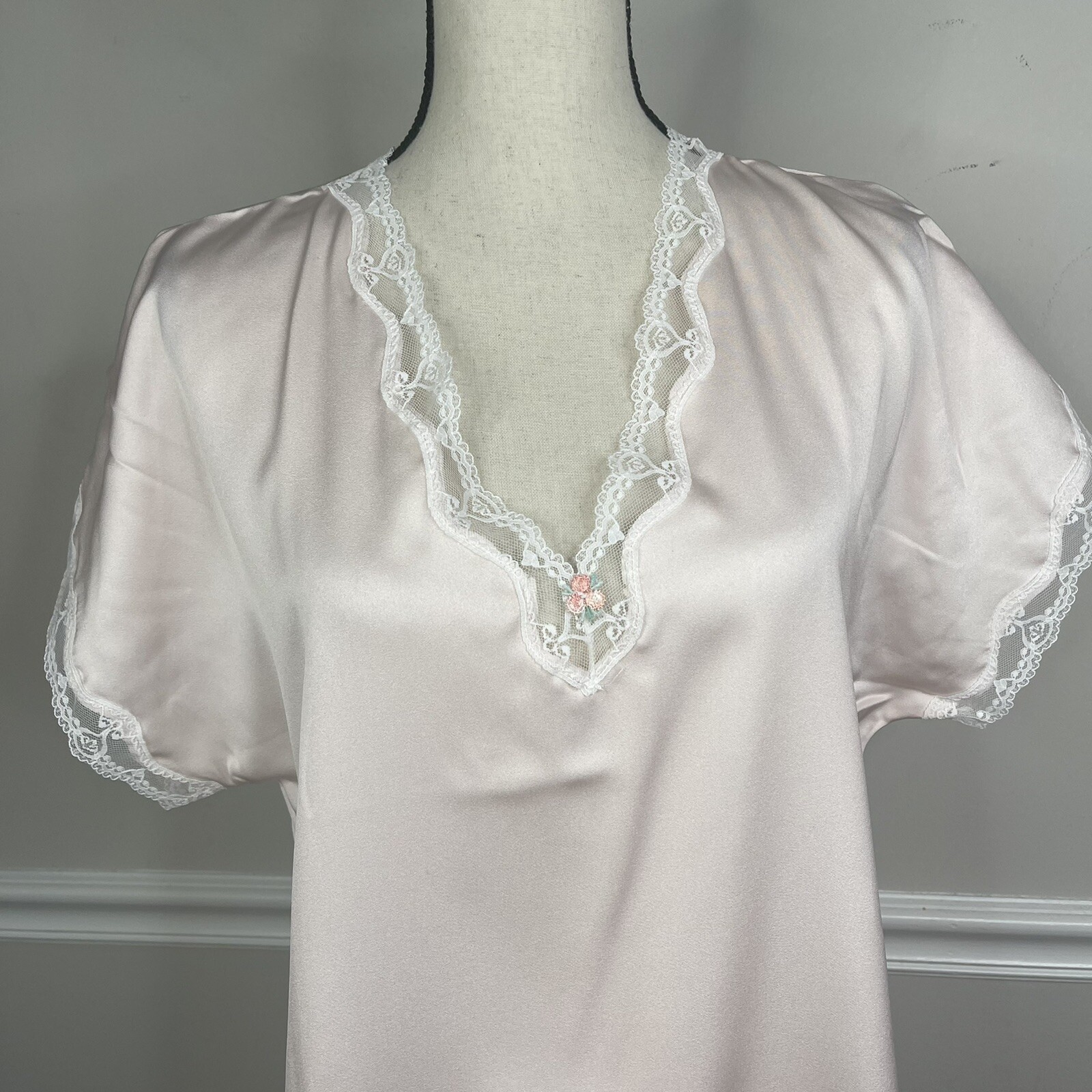 Vintage Sears Nightgown Nightie pink M 12-14 cottage Core sexy nightgown USA