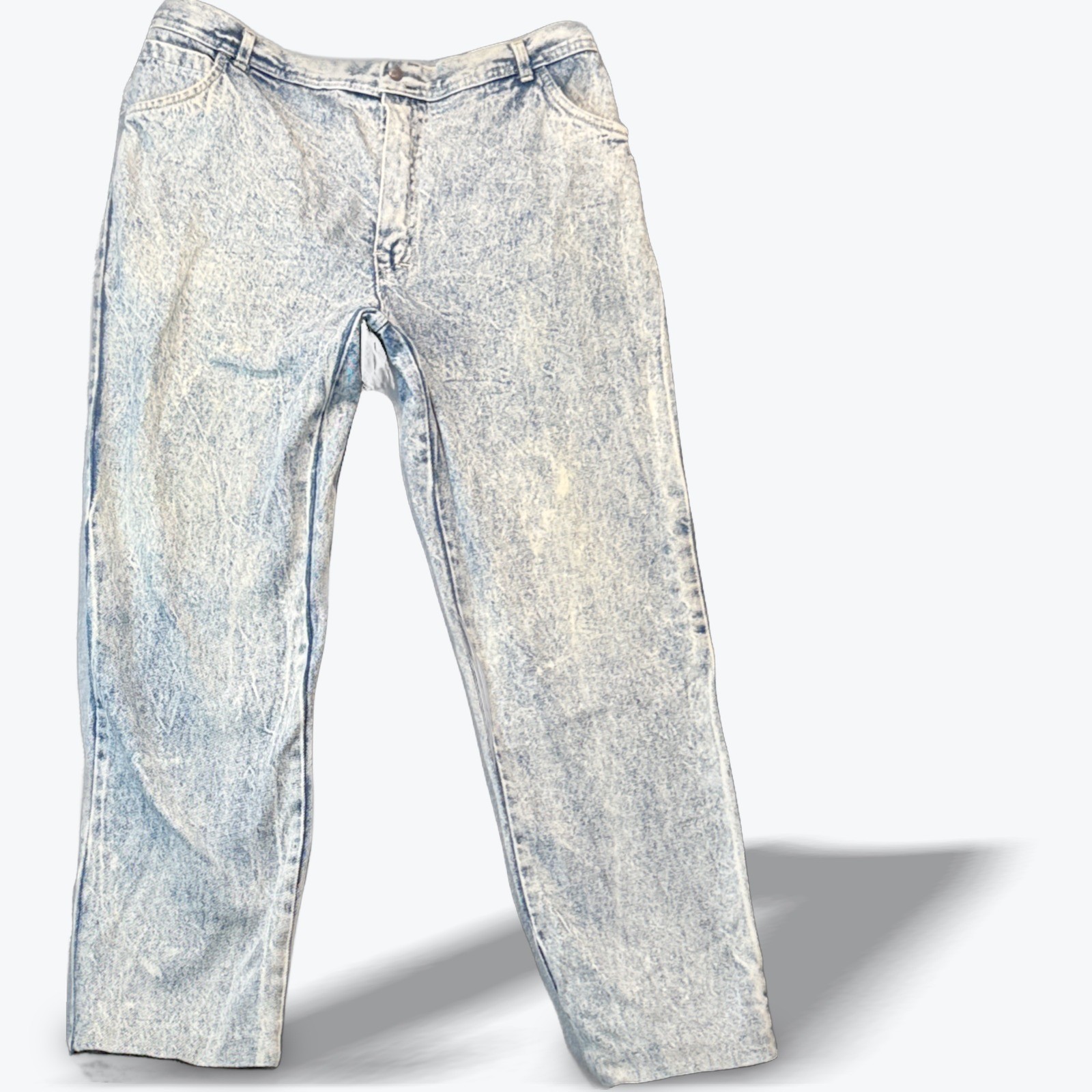 Vintage 80s Acid Wash High Waist Mom Jeans Straight Leg Grunge USA Size 12 to 14