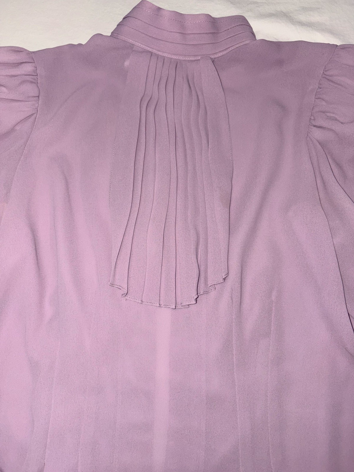 Vintage NOTCHES 80’s High Pleated Neck Blouse Top Lavender Mauve Sz 11 M