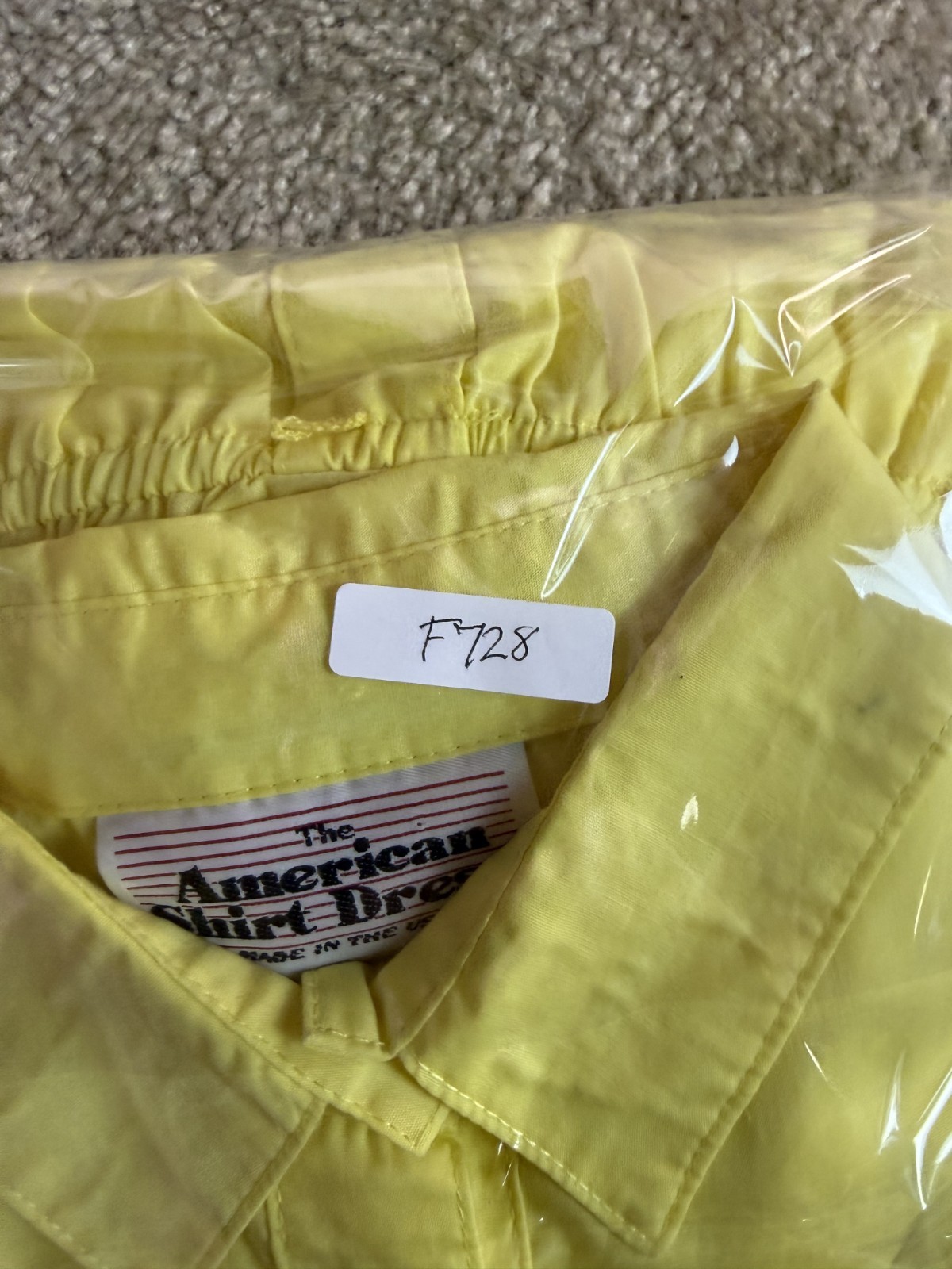 Vintage The American Shirt Dress 80s Yellow 50s Style fit & flare Size 8 M F728