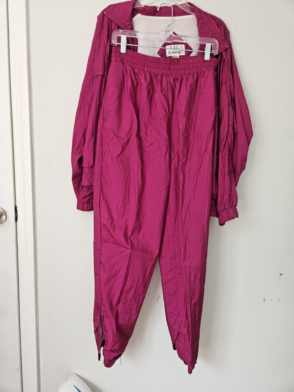 VTG LAURA KATHERINE Womens Adult Pink Track Suit Jacket Pants L