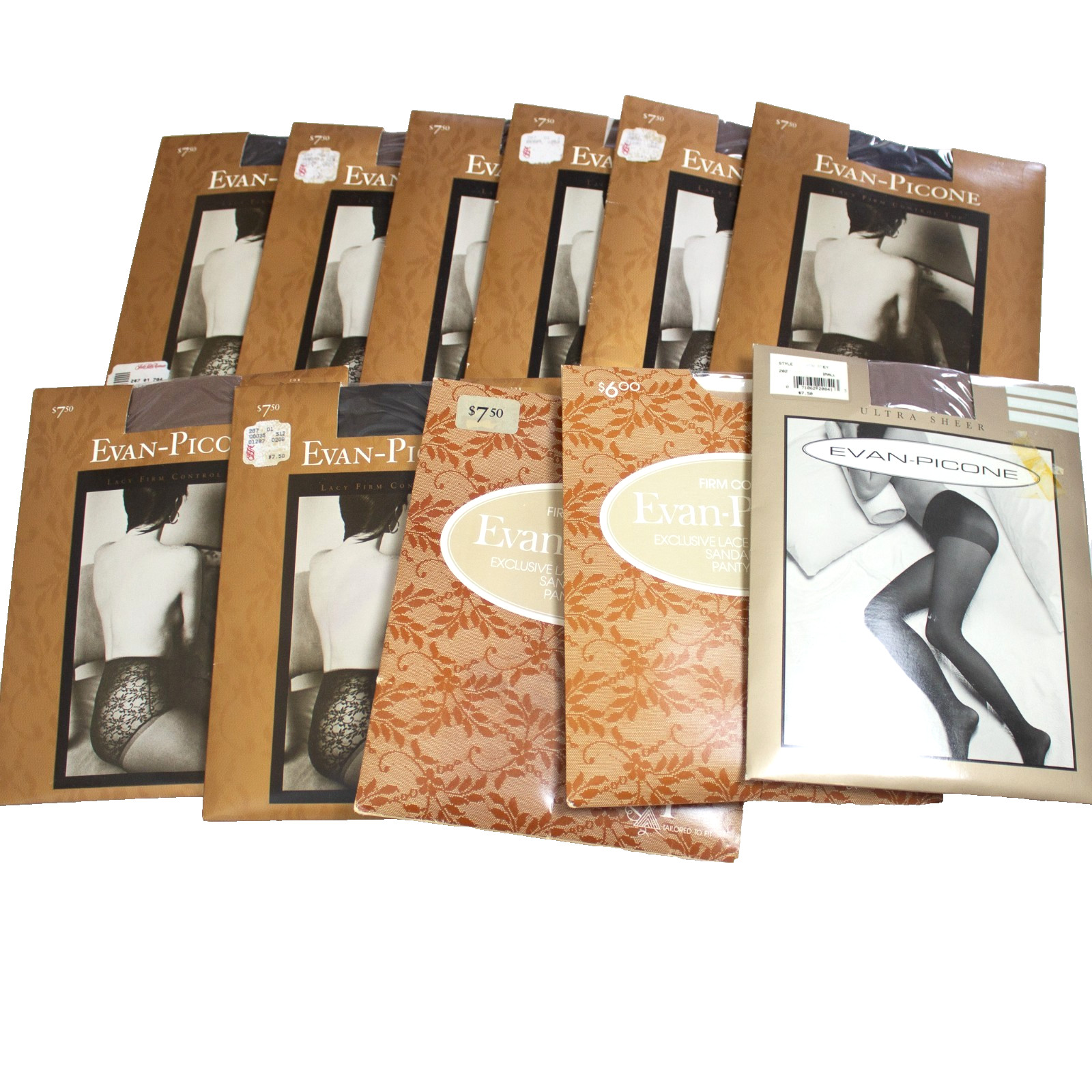 VTG Qty 11 -Evan Picone Lacey Firm Control Top Pantyhose Sz Small