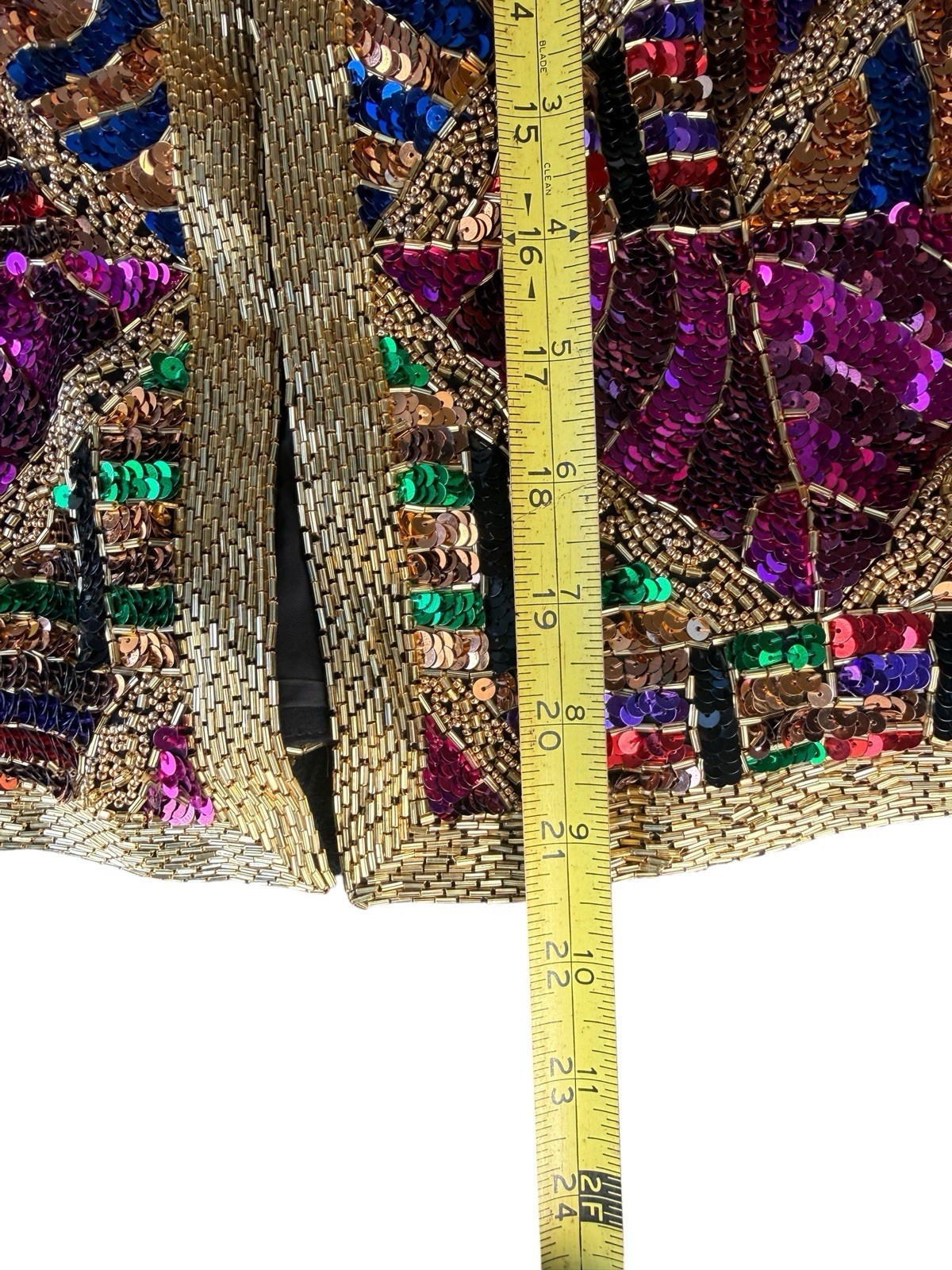 Rare Vintage Oleg Cassini Sequin Colorful Blazer Beaded Silk Small