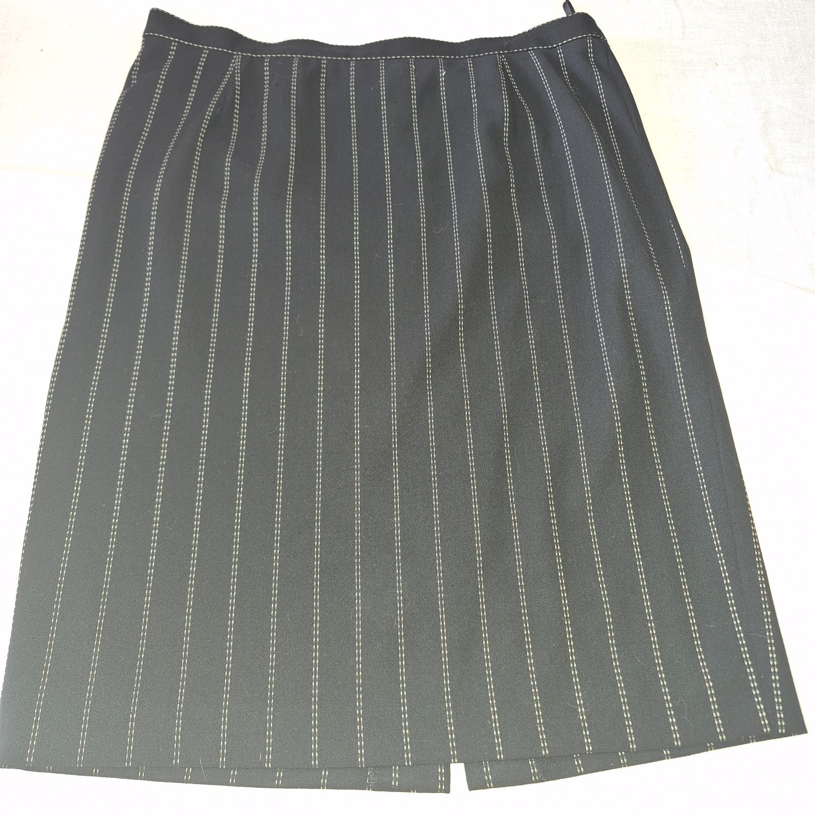 Vintage Escada Margaretha Ley Black Pinstripe Wool Skirt EU 44 AU 16 Lined