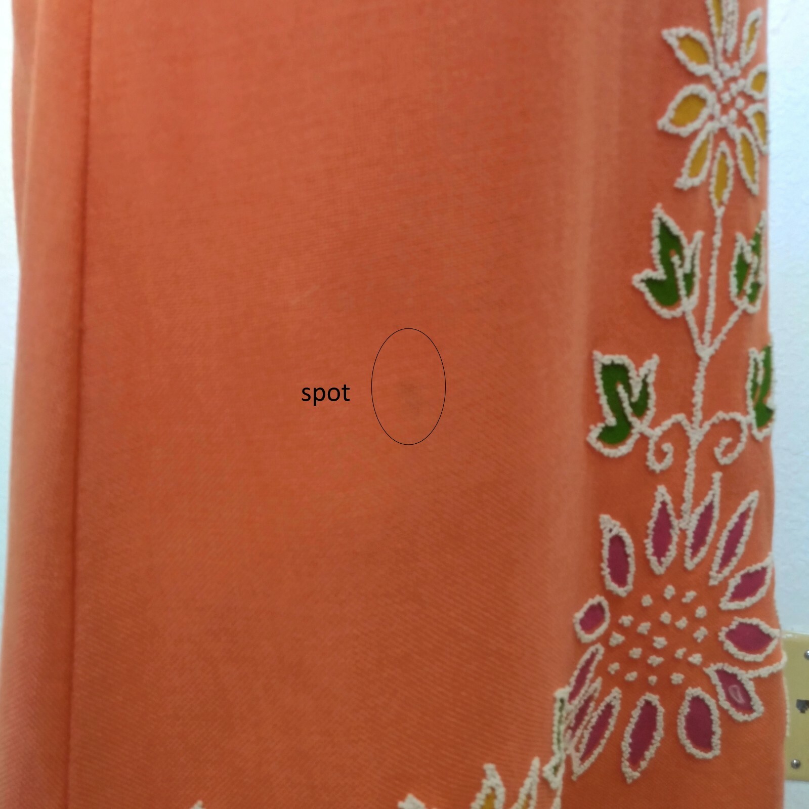 Vtg 60s Joe Daniels Orange Floral Shift Dress 36B 33W 36H Beaded Mod MCM