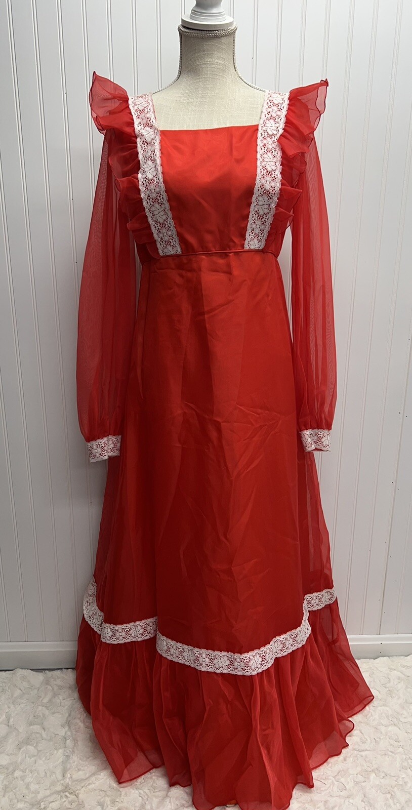 Vintage Sylvia Ann Peasant Boho Gunne Style Maxi Dress Sz 10/12 (vintage 16)