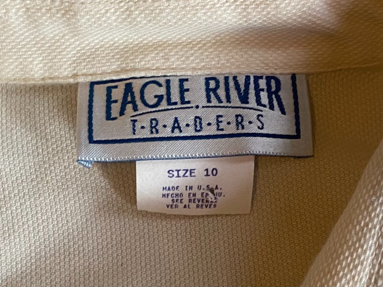 Vintage Womens Cream Eagle River Traders Button Up Sz 10