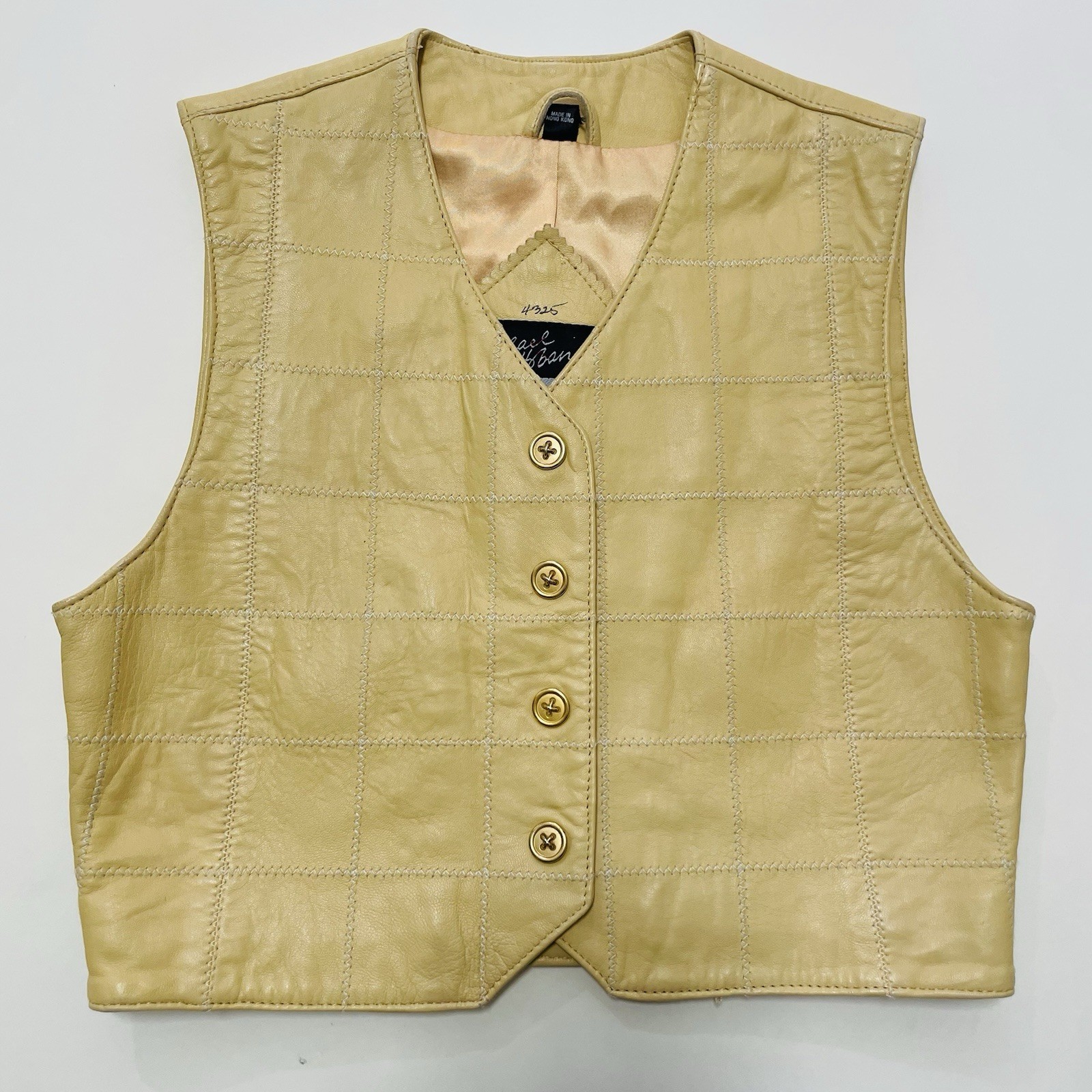 1990s–Y2K North Beach Leather Cropped Button Vest Beige Women’s XS/S