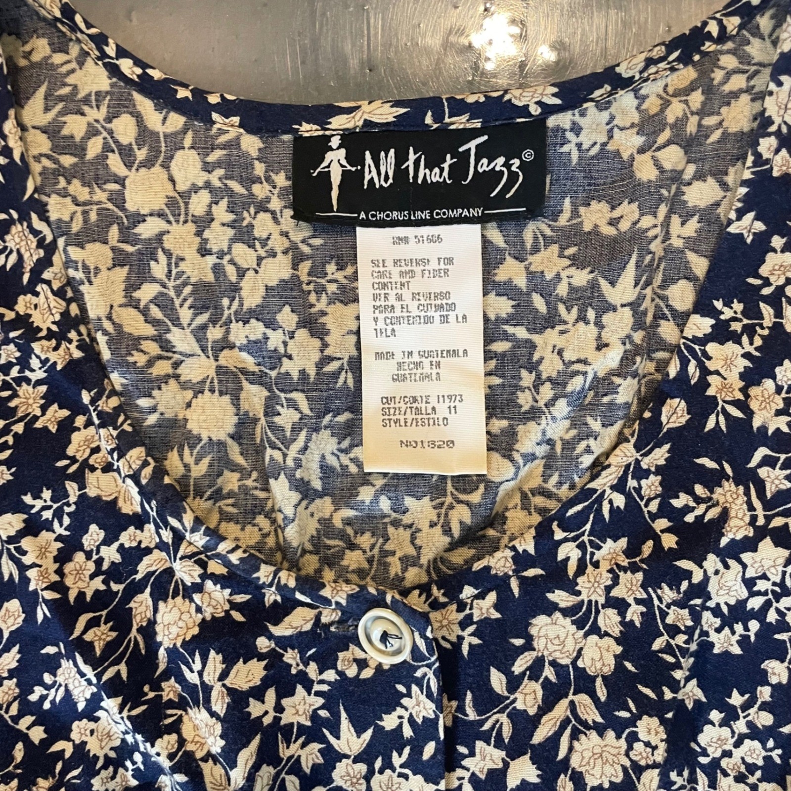 VTG All That Jazz 90s Navy Floral Button Front Maxi Dress Size 11 Cottagecore