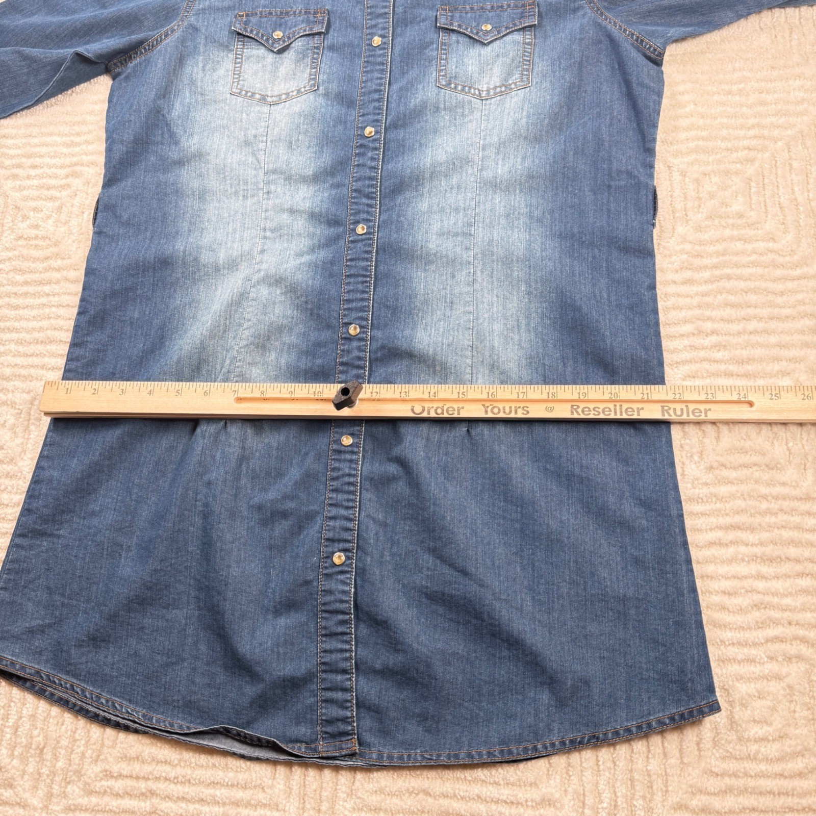 Wrangler Dress Women’s Large Long Sleeve Denim Western Rodeo Cowgirl Mini Retro