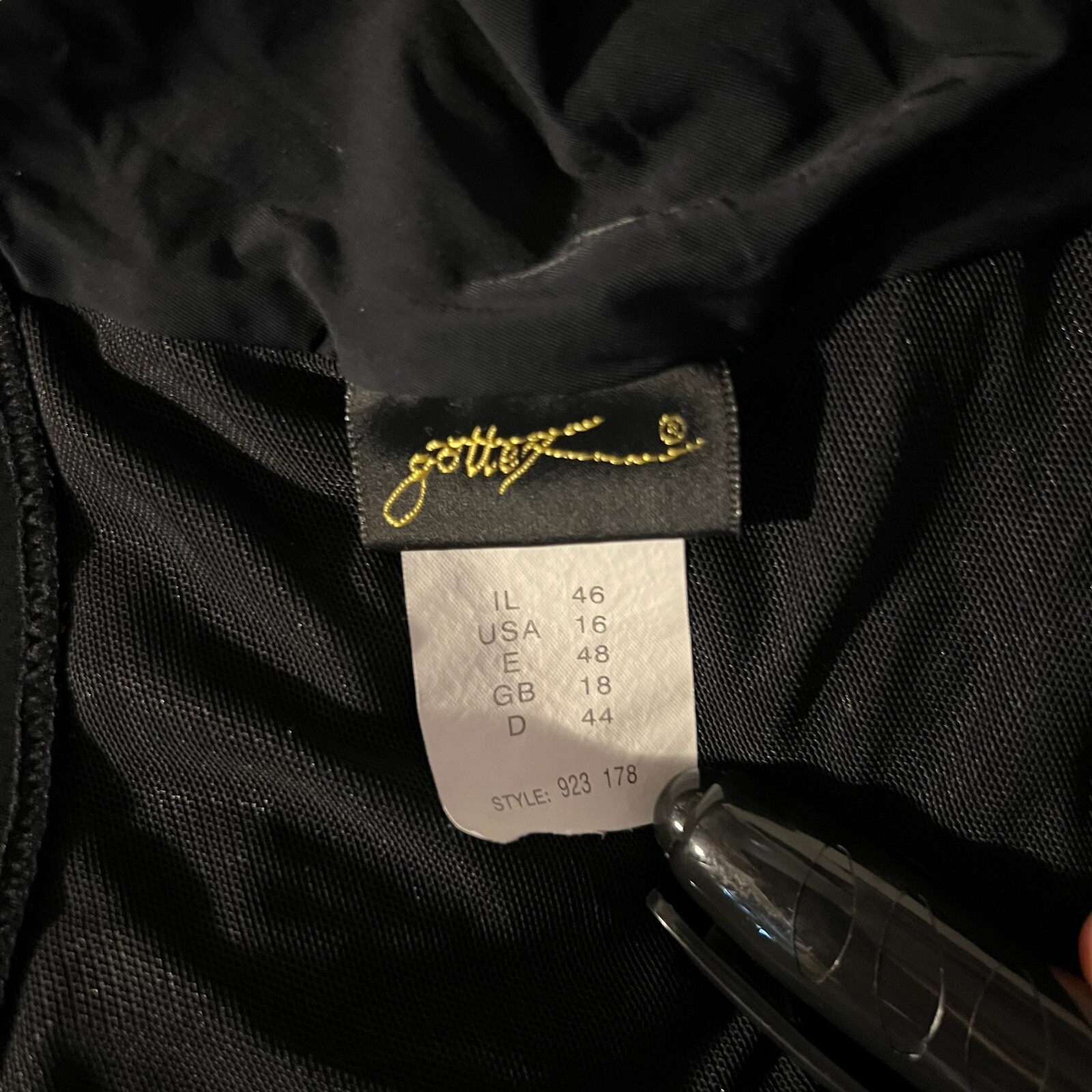 Vintage Gottex Swimsuit Black Gold Sunburst Size 16 Retro 80s Swimwear
