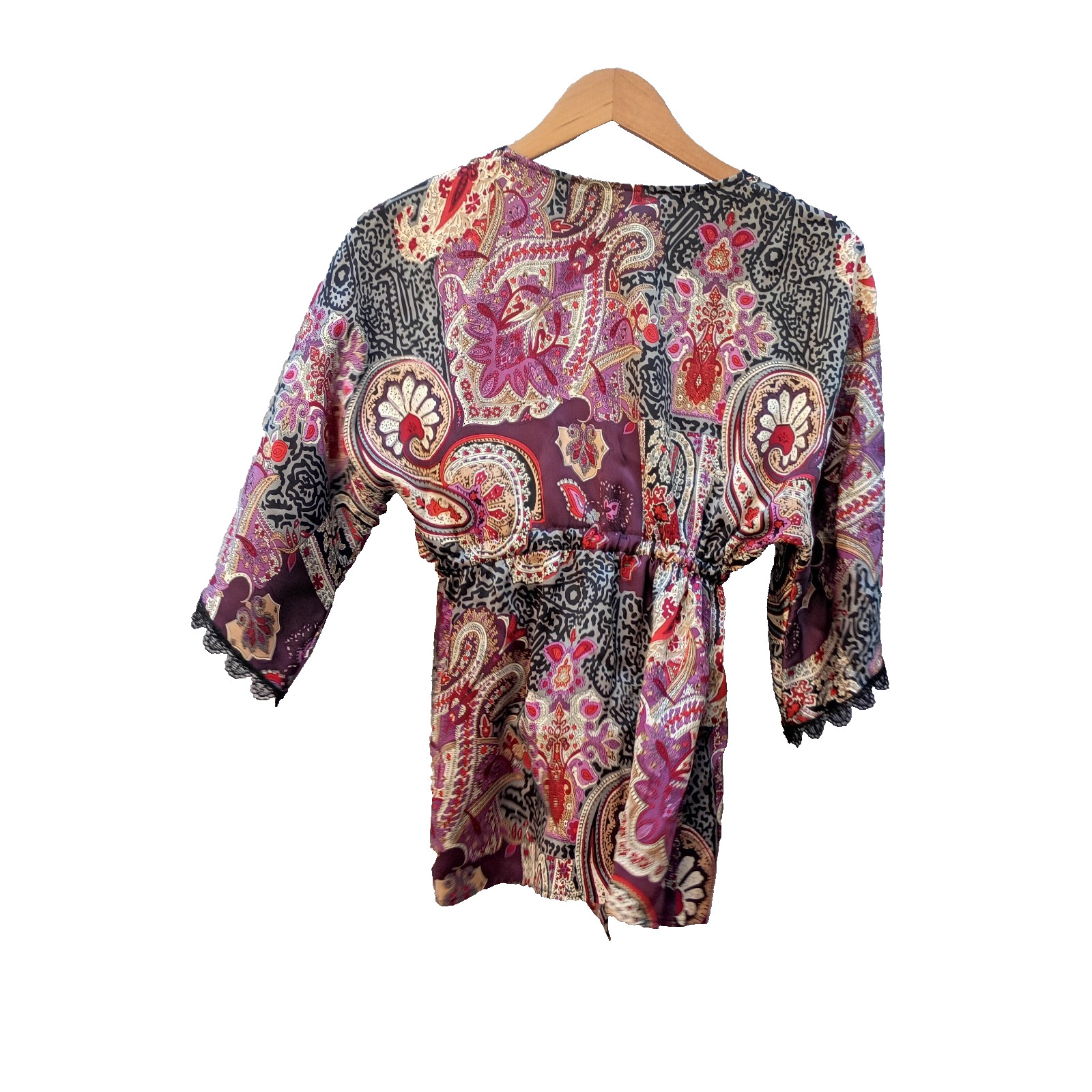 Vintage 90s, 00s, Y2K Anna Paul Silk Kimono Tie Front Jacket Size Small