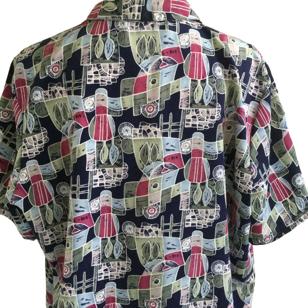Vintage 80s Women’s Blouse Size 12 Geometric Top Colorful Shirt TRUFFLES