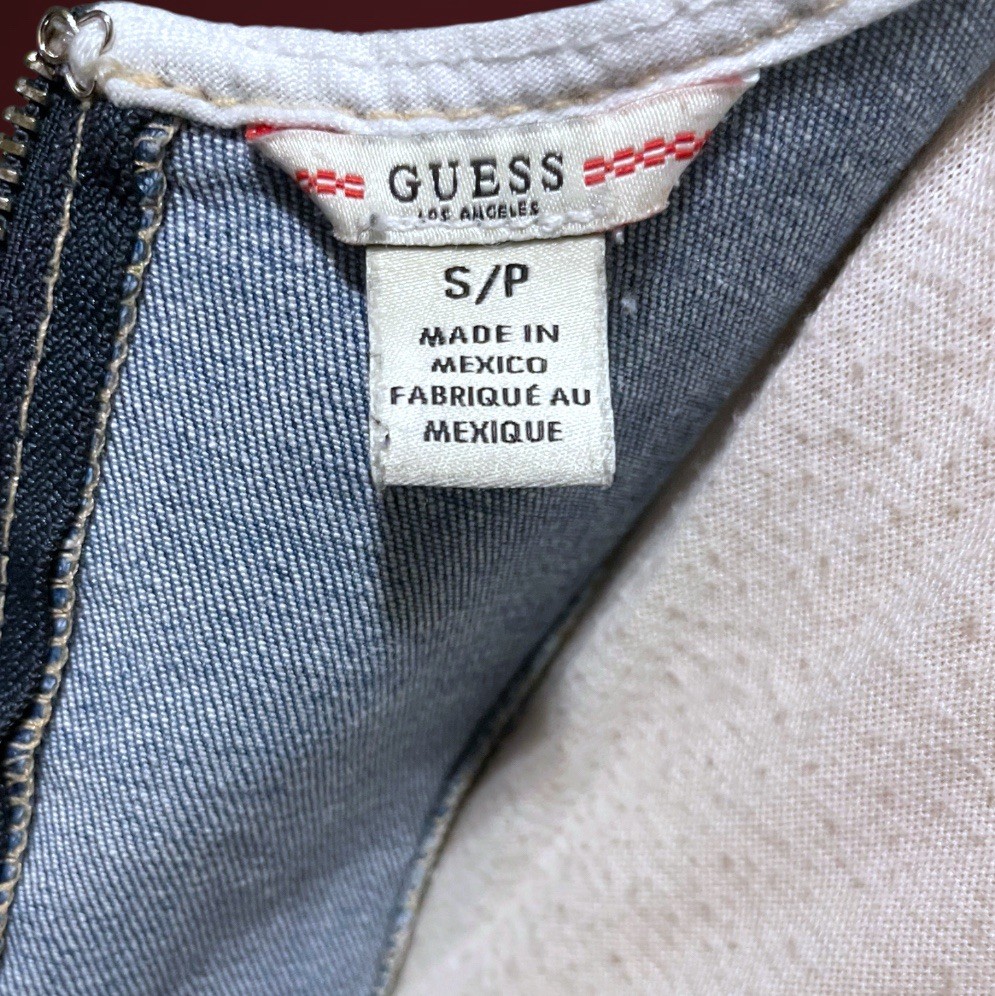 Vintage 1990’s Guess Stretch Distressed Denim Jean BodyCon Mini Tank Dress